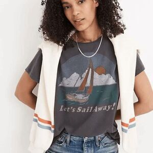 Madewell Let's Sail Away Cotton T shirt XS Gray soft feel